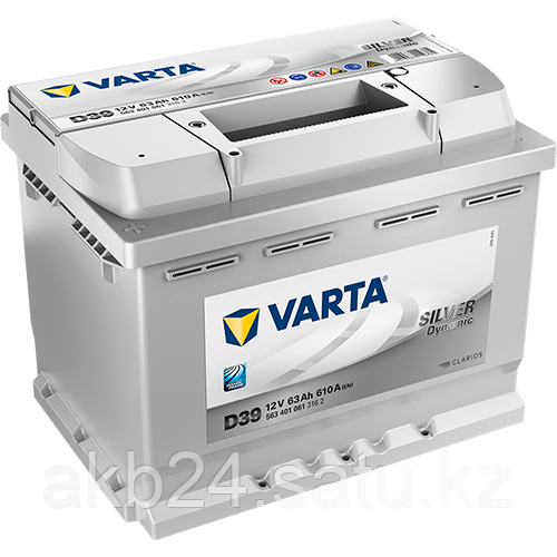 Аккумулятор Varta Silver Dynamic D39 63Ah 610A 242x175x190