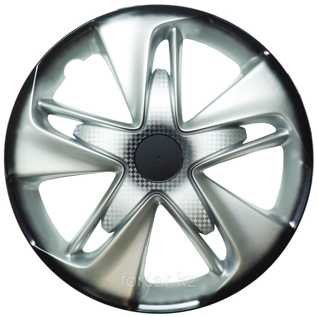 Колпак колесный LION Супер Астра 14 серебристый-черный карбон (4 шт.) - фото 1 - id-p72850871