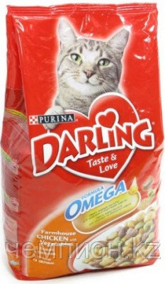 Darling, домашняя птица с овощами, сухой корм для кошек, уп. 2кг.