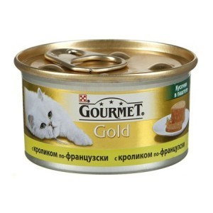 Gourmet Gold, Гурмэ Голд кусочки кролика в паштете по-французски, баночка 85гр.