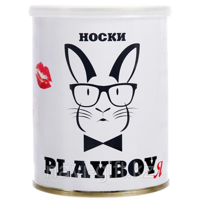 Носки в банке "Носки PLAYBOYя" (мужские, цвет черный)