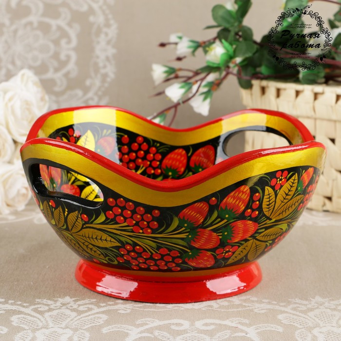 Чашка с ручками большая, 23×12 см, хохлома
