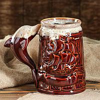 Кружка для пива "Пивная" коричневая, глазурь, 0,8 л, микс 15093 Кружка для пива "Пивная" коричневая, глазурь, 0,8 л, микс