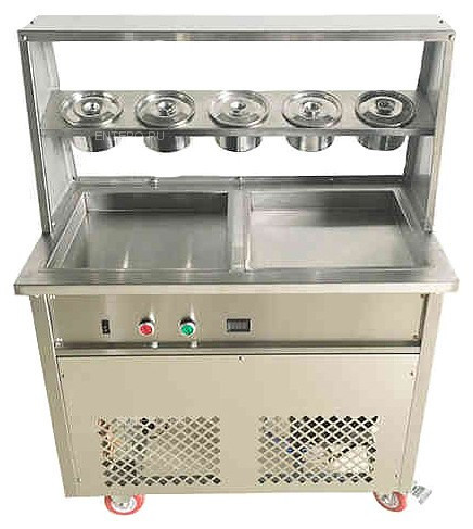 Фризер для жареного мороженого Foodatlas KCB-2F (контейнеры, стол для топпингов, 2 компрессора)