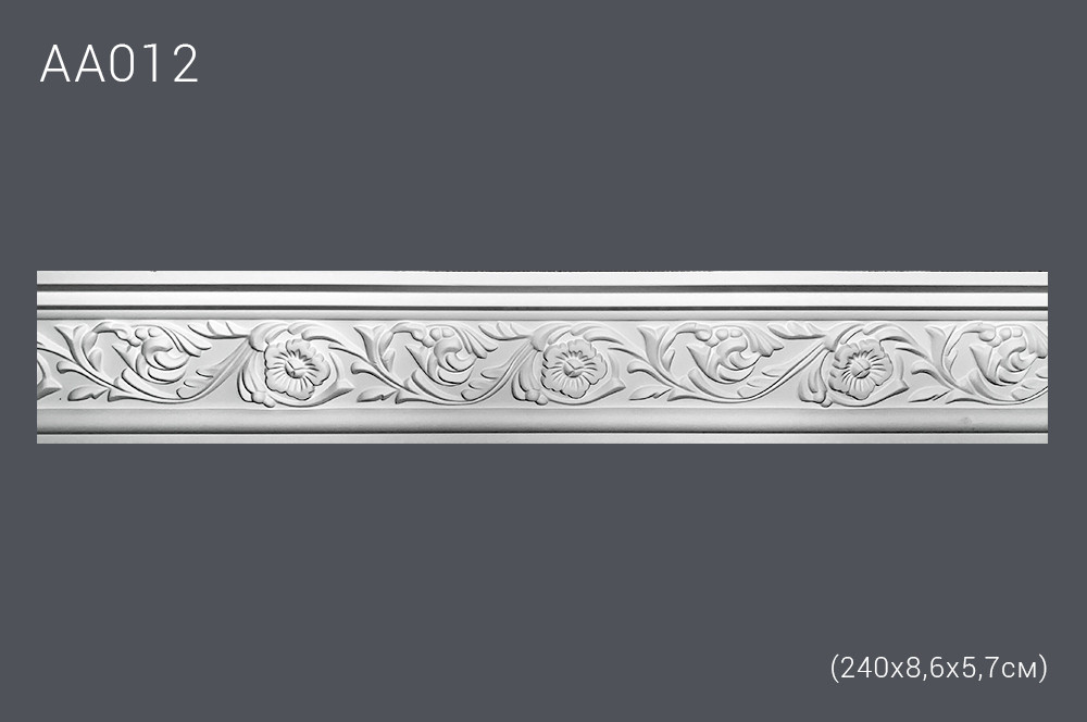 Плинтус потолочный с рисунком АА012 240х8,6х5,5 см (полиуретан) - фото 1 - id-p42995515