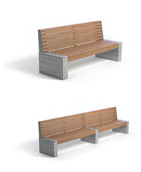 Скамейки бетонные с деревянными сиденьями и спинками