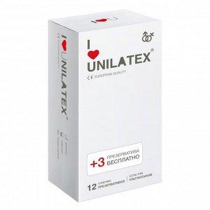 Ультратонкие презервативы "UNILATEX ULTRA THIN", в упаковке 12 штук + 3 в подарок
