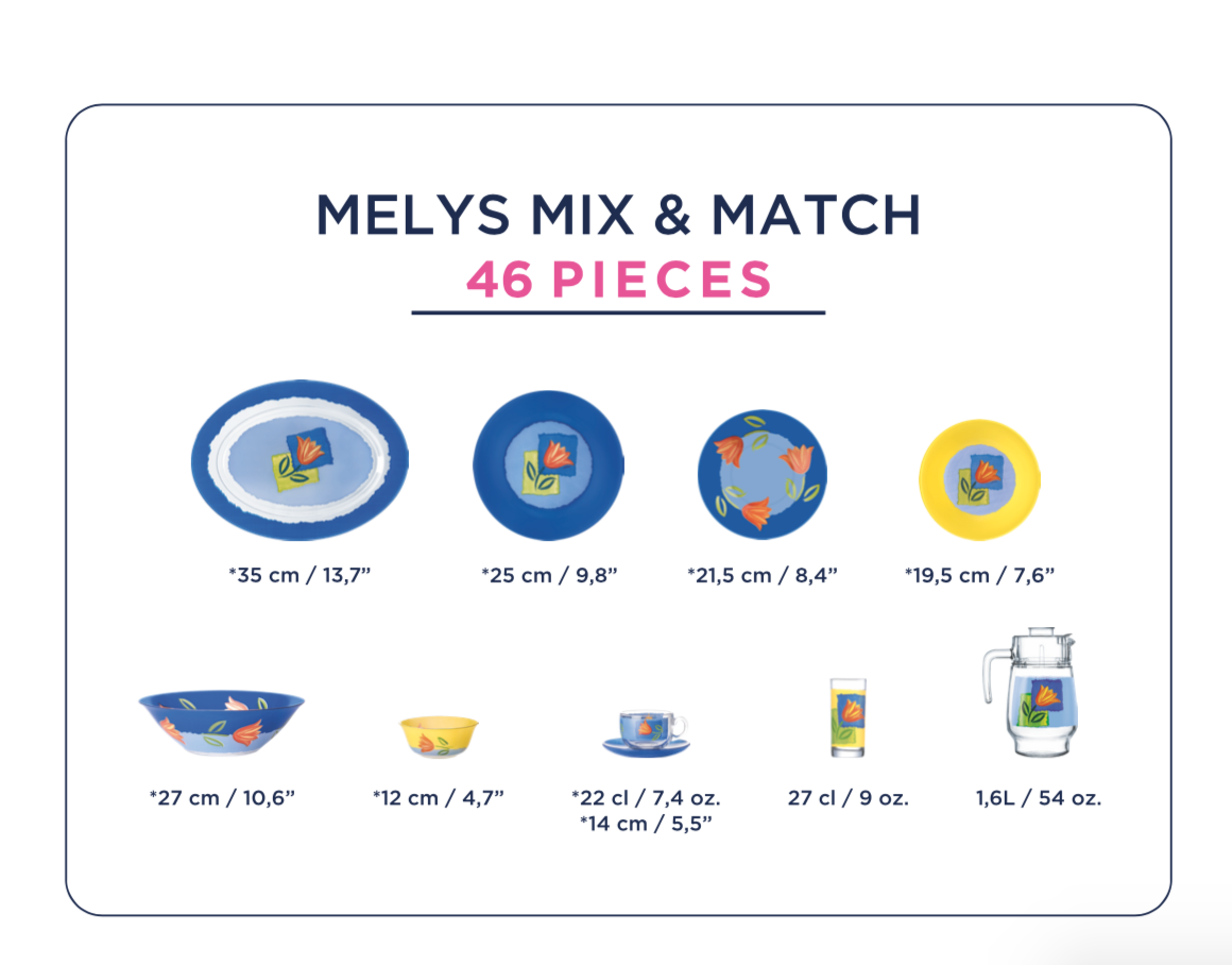 Столовый сервиз Luminarc Melys Mix & Match 46 предметов на 6 персон - фото 2 - id-p73081154