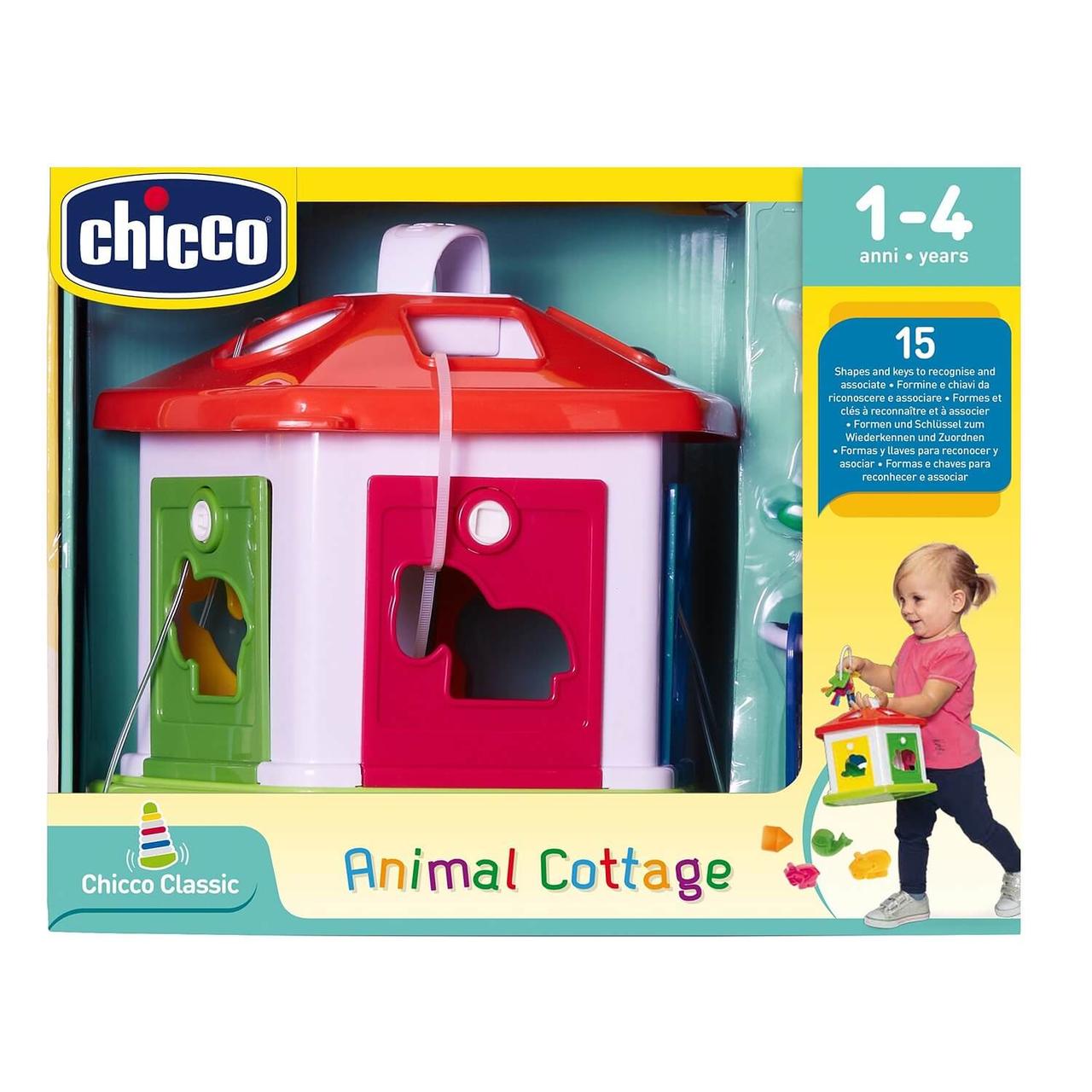 Chicco: Игрушка развивающая сортер Домик для животных 12м+