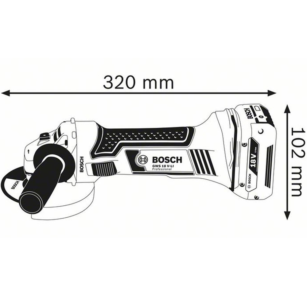 BOSCH Li-Ion, 18 В, 115 мм, углошлифовальная машина (болгарка) аккумуляторная GWS 18 V-LI (0 601 93A 300) - фото 3 - id-p73097390