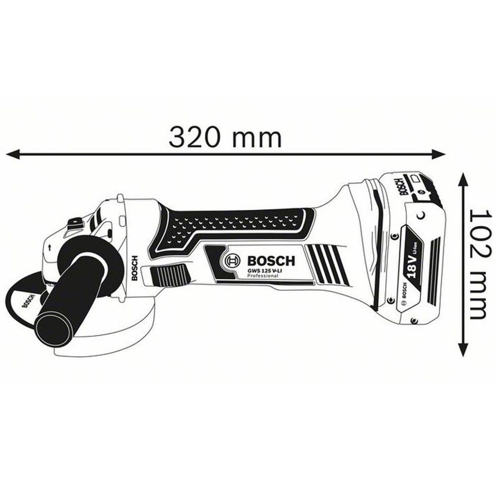 BOSCH Li-Ion, 18 В, 2 АКБ, 4 А*ч, 125 мм, углошлифовальная машина (болгарка) аккумуляторная GWS 18-125 V-LI - фото 3 - id-p73097389