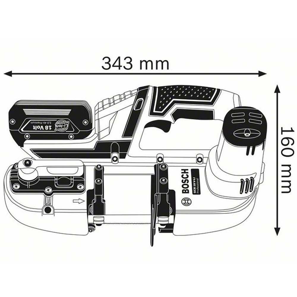 BOSCH 18 В, 1 скор, 2,7 м/с, пила ленточная аккумуляторная GCB 18 V-LI (0 601 2A0 300) - фото 3 - id-p73097454