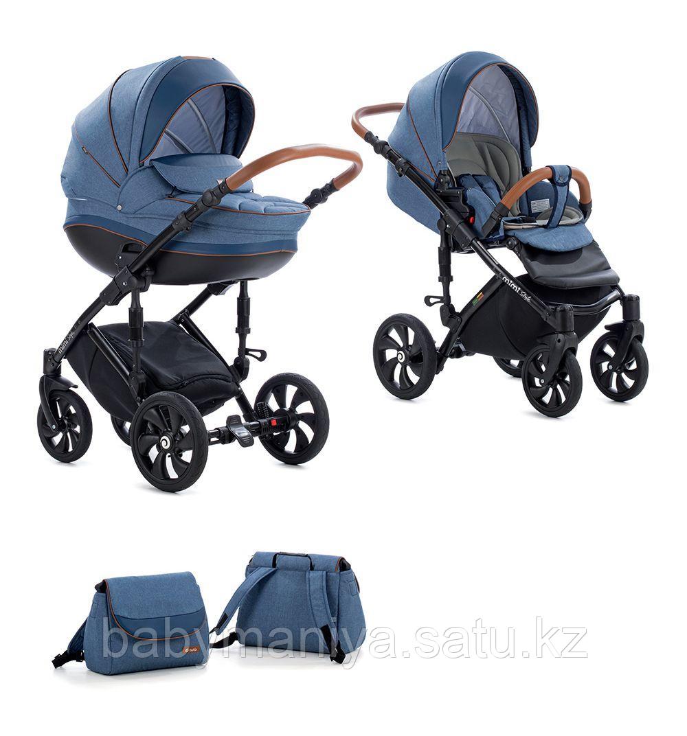 Детская коляска Tutis Mimi Style 2 в 1 Деним + кожа синяя