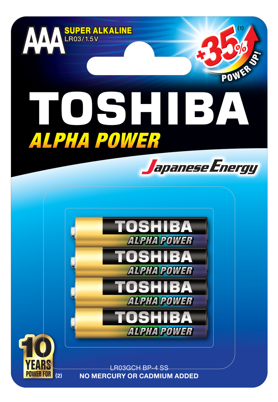 Батарейки Toshiba ALFA POWER LR03GCH BP-4 AAA (код664).
