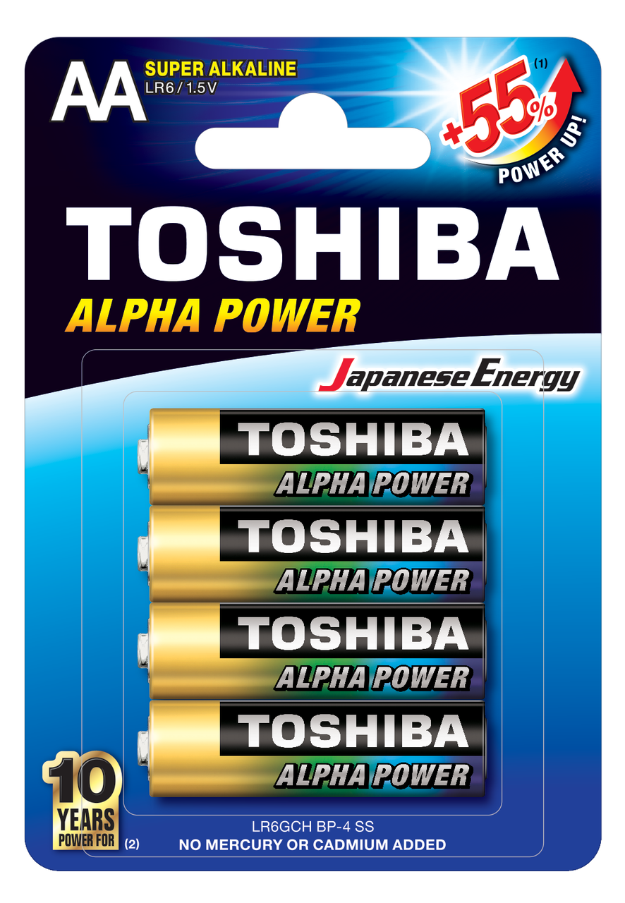 Батарейка алкалиновая Toshiba ALFA POWER LR6GCH BP-4 AA