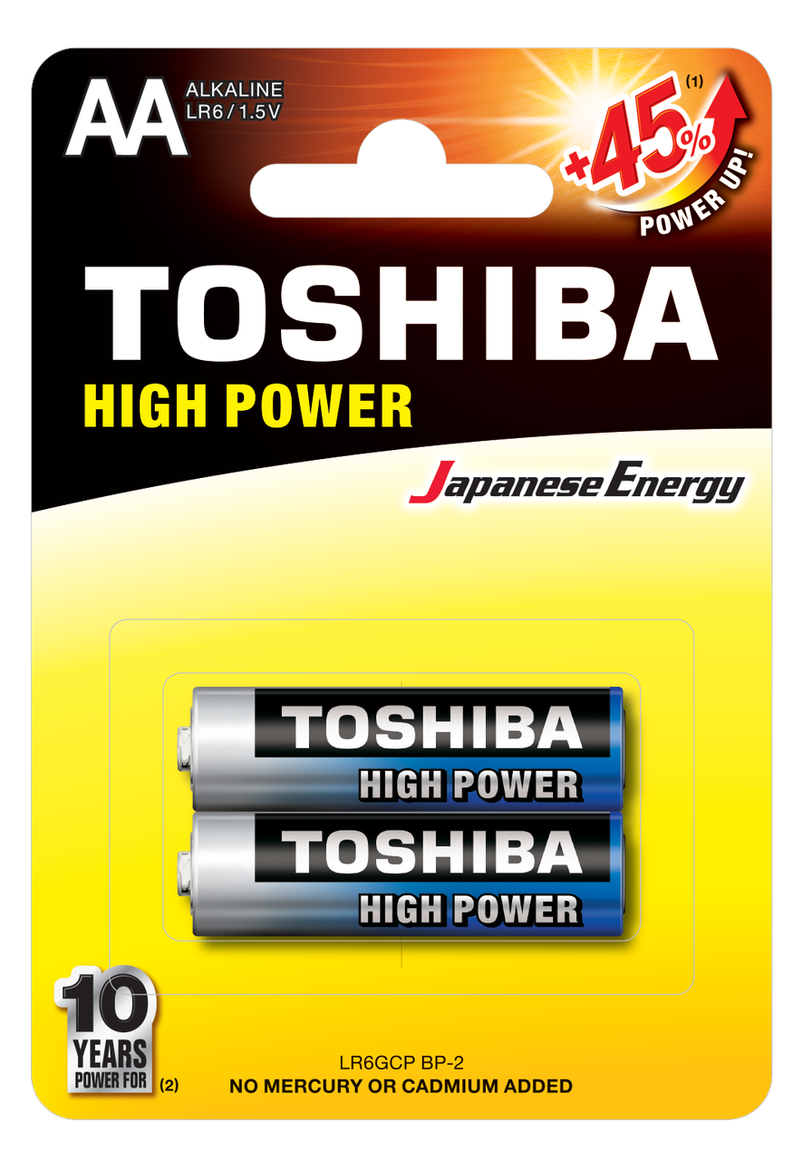 Батарейка алкалиновая Toshiba HIGH POWER LR6GCP BP-2 AA (код649)., фото 1