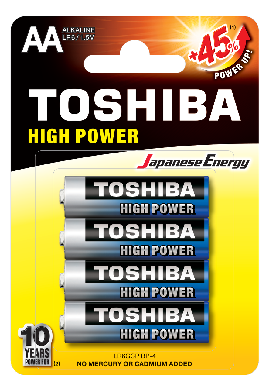 Батарейка алкалиновая Toshiba HIGH POWER LR6GCP BP-4 AA