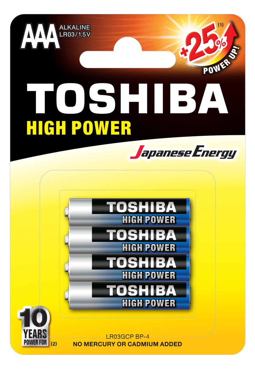 Батарейка алкалиновая Toshiba HIGH POWER LR03GCP BP-4 AAA (код648)., фото 1