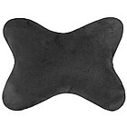Подушка автомобильная для шеи SKYWAY алькантара-искусственная кожа черная и серая, фото 2