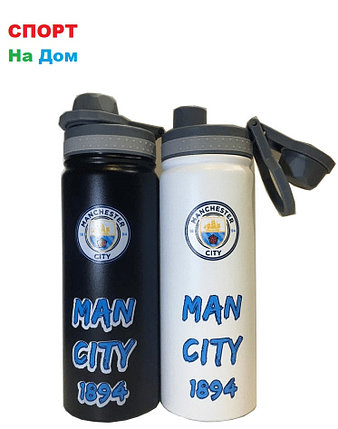 Клубная спортивная бутылка для воды Манчестер Сити (цвет черный,белый), фото 2