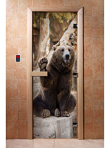 Дверь с фотопечатью, арт.А061, 190х70, 8 мм, 3 петли, коробка ольха. Банный Эксперт