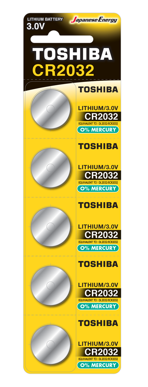 Батарейка алкалиновая таблетка Toshiba CR2032PW BP-5N (код703).