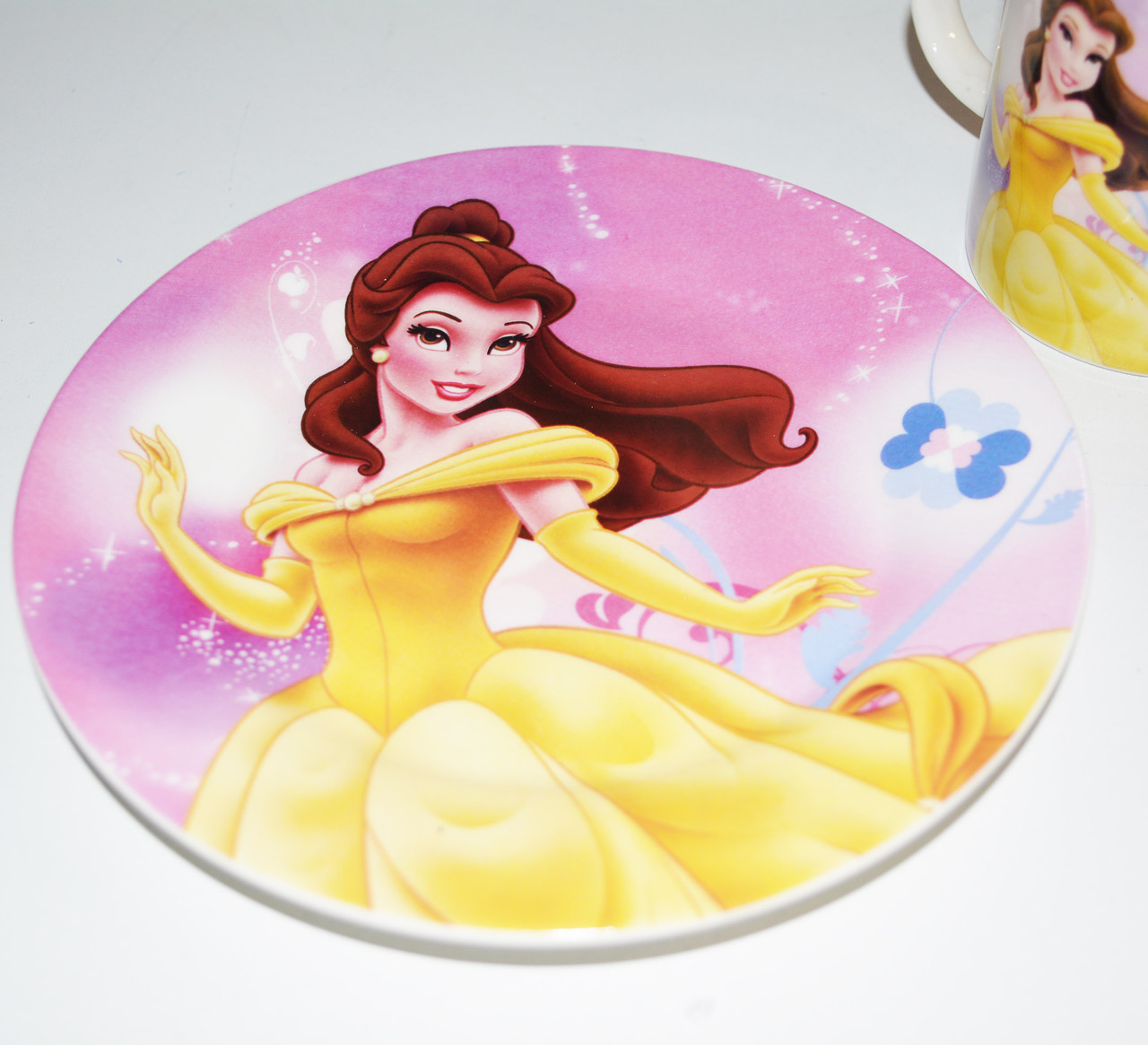Набор детской посуды Dinner Set 3 Принцесса Белль чашка тарелка кружка (Красавица и чудовище) - фото 2 - id-p73181269