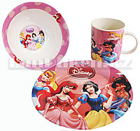 Набор детской посуды Dinner Set 3 Принцессы Диснея чашка тарелка кружка (розовый)
