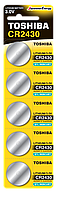 Батарейка алкалиновая таблетка Toshiba CR2430 PW BP-5N АЛМАТЫ