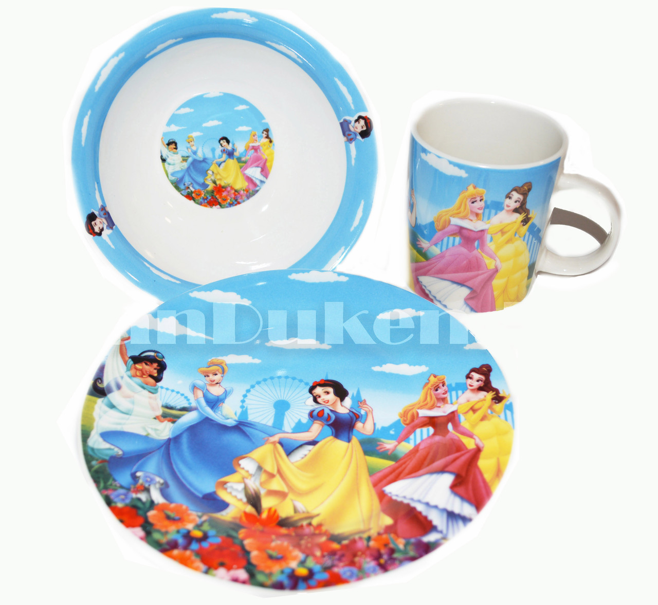 Набор детской посуды Dinner Set 3 Принцессы Диснея чашка тарелка кружка (пять принцесс) - фото 1 - id-p73182393
