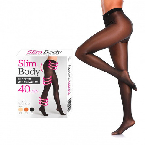 Колготки для похудения SLIM BODY с 3D эффектом [40 den] (Размер-4 / Черный) - фото 1 - id-p73189440