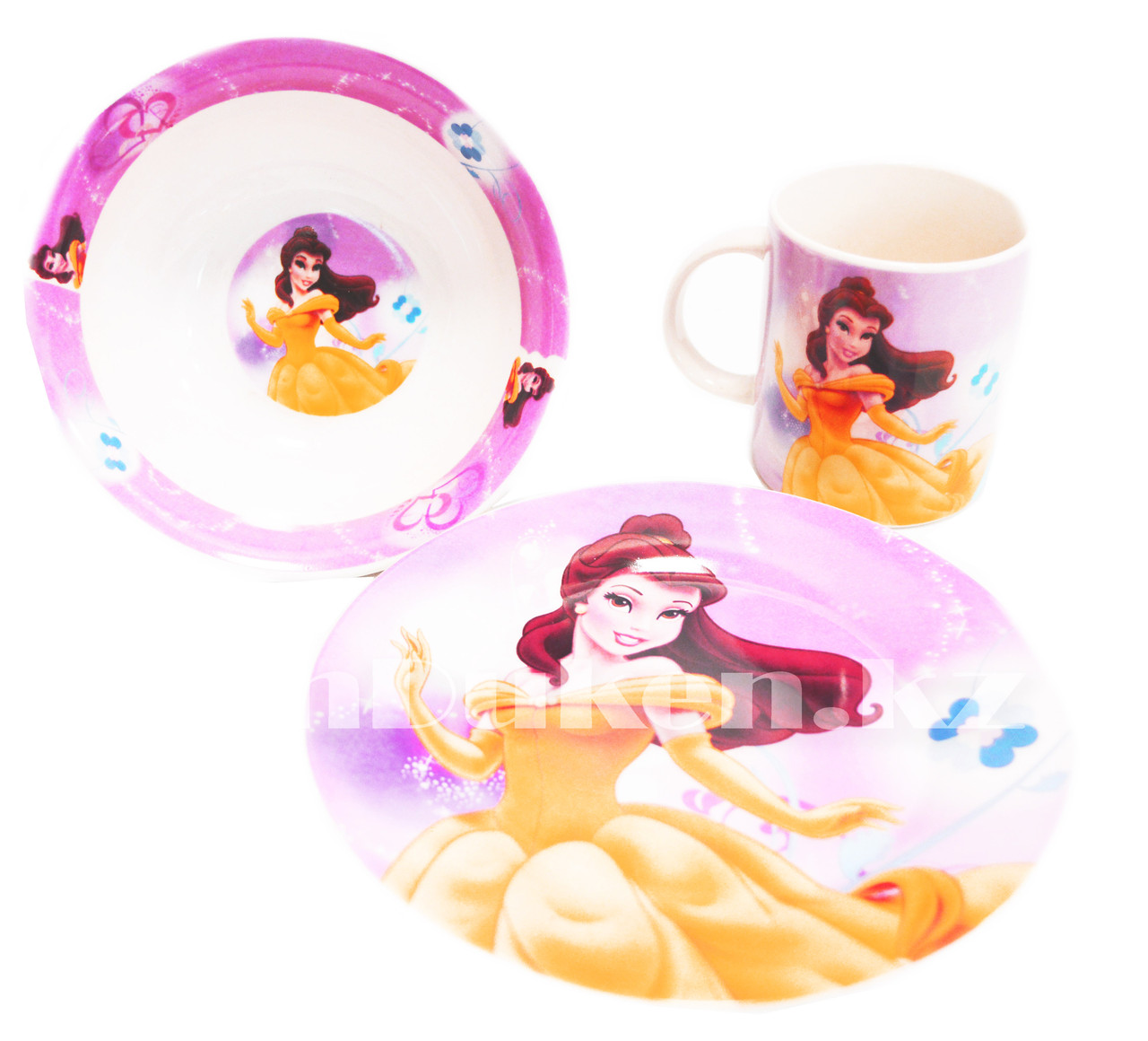 Набор детской посуды Dinner Set 3 Принцесса Белль чашка тарелка кружка (Красавица и чудовище) - фото 1 - id-p73181269
