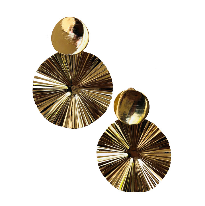 Металлические круглые серьги Brosh Jewellery. Цвет - золото.