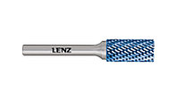 Борфреза LENZ, твердосплавный цилиндр с торцовыми зубьями 8х20х6х65 покрытие Blue LZBB 075 C3