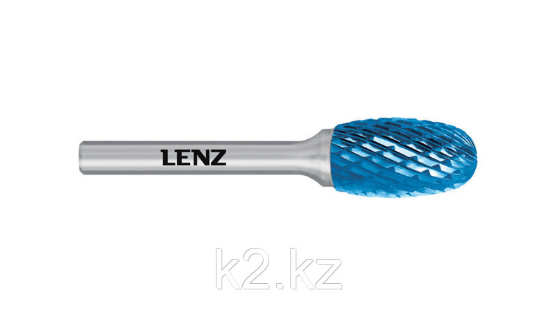 Твердосплавная борфреза Lenz, форма E (овал), покрытие Blue 16, 25, 70