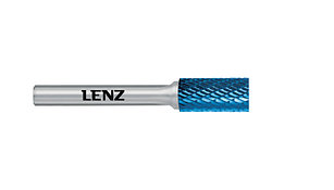 Твердосплавная борфреза Lenz, форма А цилиндр с гладким концом, 25х25х6х70 мм покрытие Blue. Арт. LZBA 140 C3