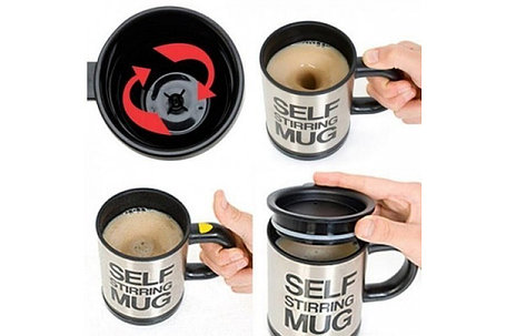 Кружка мешалка Self Stirring Mug 300 мл (черный), фото 2