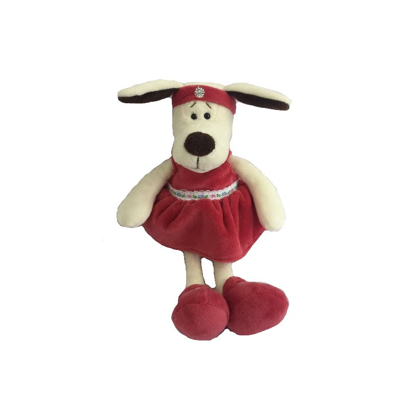 Мягкая игрушка Собака в платье с повязкой, 16 см.