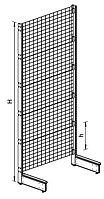 Пристенный металлический торговый стеллаж (1030х570х2250 мм) сетка арт. СПС-25