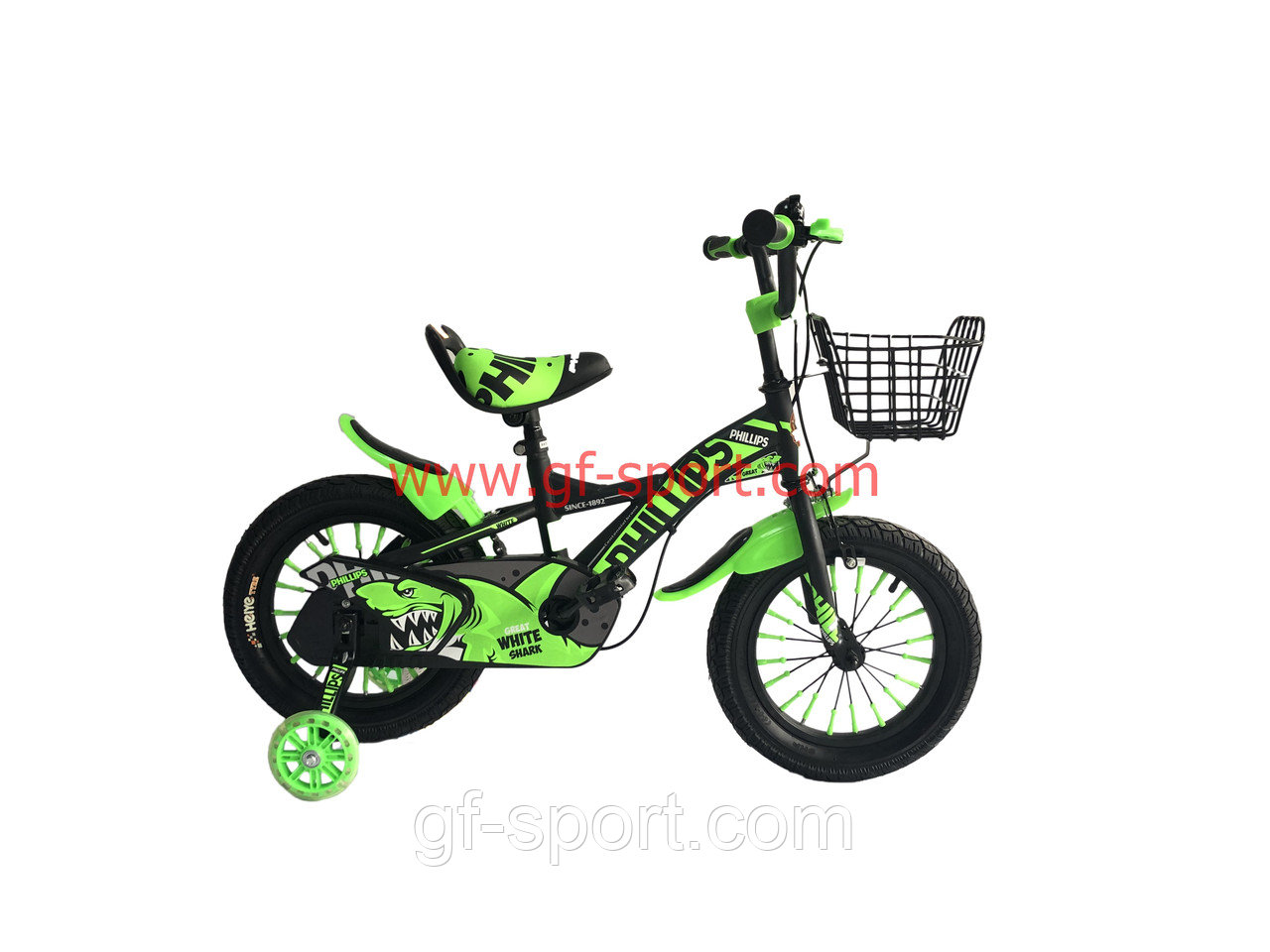Велосипед Phillips зеленый оригинал детский с холостым ходом 14 размер