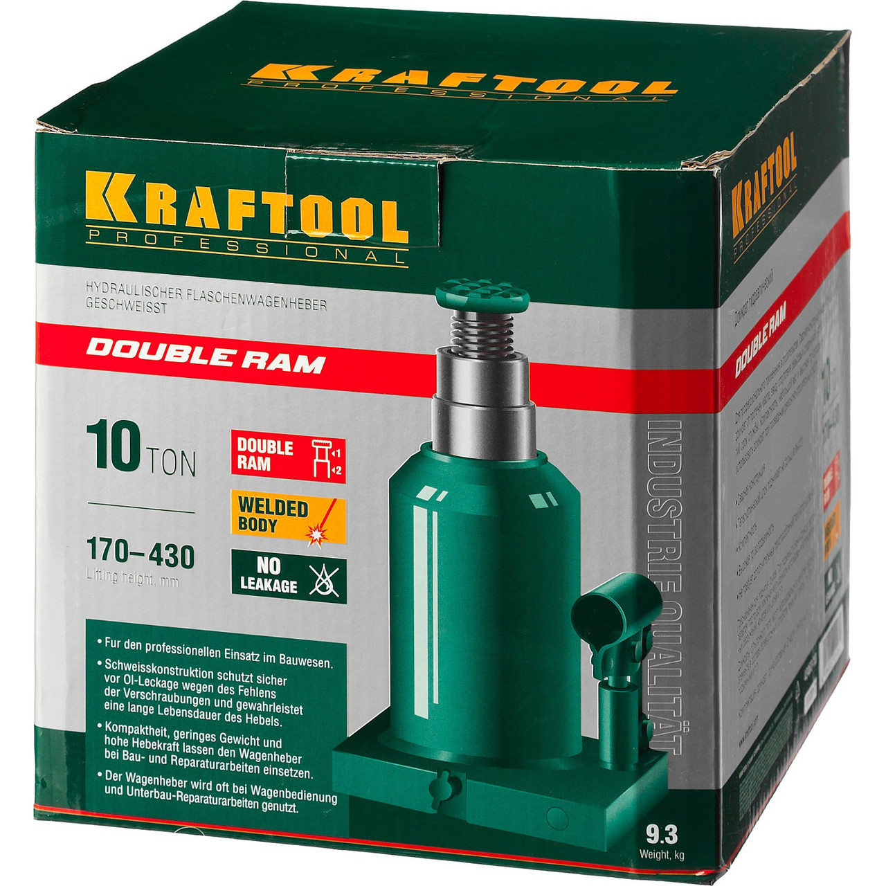 KRAFTOOL DOUBLE RAM 10т 170-430мм домкрат двухштоковый бутылочный с увеличенным подъемом, KRAFT BODY - фото 6 - id-p73438098