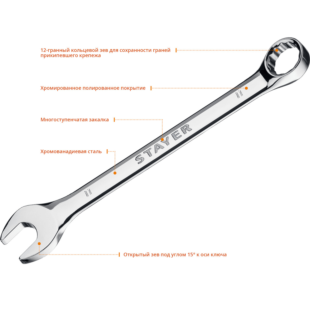 Комбинированный гаечный ключ 11 мм, STAYER HERCULES (27081-11_z01) - фото 2 - id-p73438238