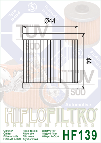 Масляный фильтры Hiflo HF139 для Suzuki enduro DR-Z400 - фото 3 - id-p73443573