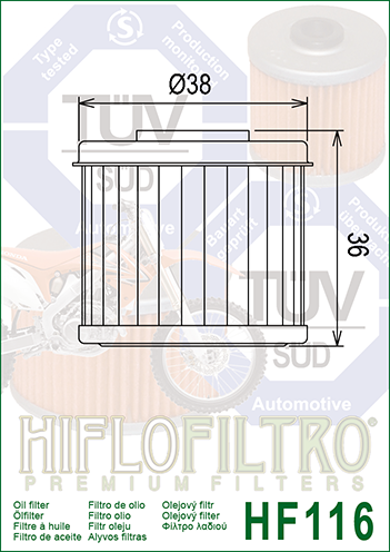 Масляный фильтр Hiflo HF116 для Honda Enduro - фото 3 - id-p73443624