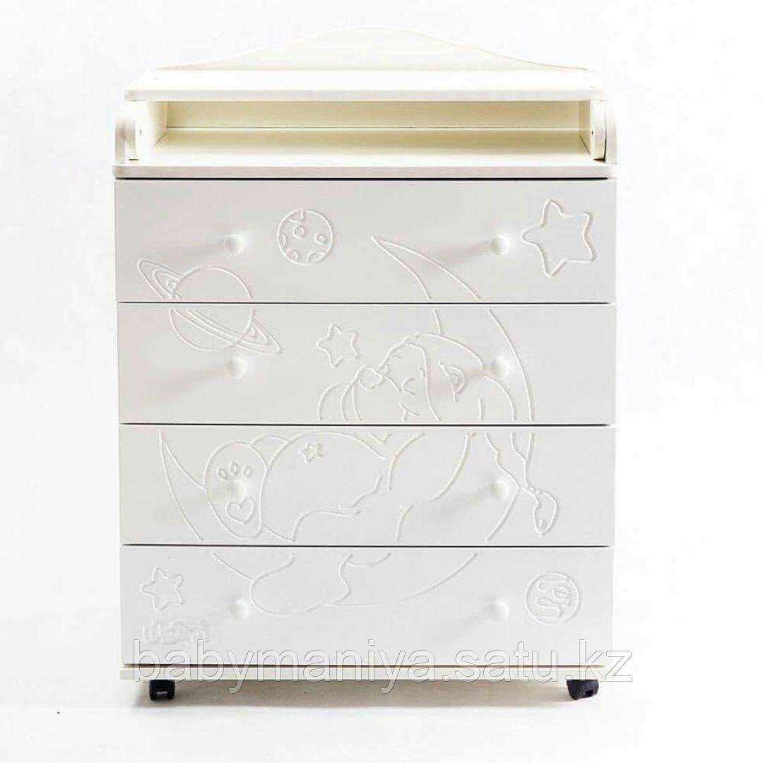 Комод пеленальный МДФ Bravo "Bear",white, ivory, фрезеровка, шариковые направляющие
