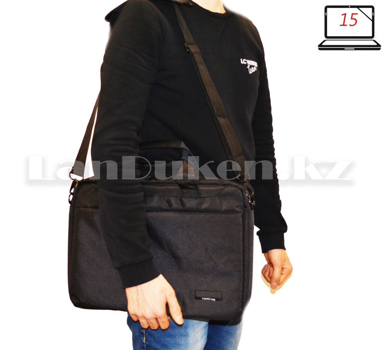 Сумка для ноутбука 15 дюймов Наплечная сумка 30 см х 40 см х 5 см Fopati bag (черная) - фото 6 - id-p73455724