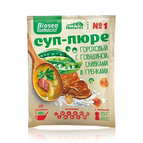 Суп-пюре #1 Гороховый с говядиной, сливками и гренками (Франция) Биоси (Biosea EcoNutritif)