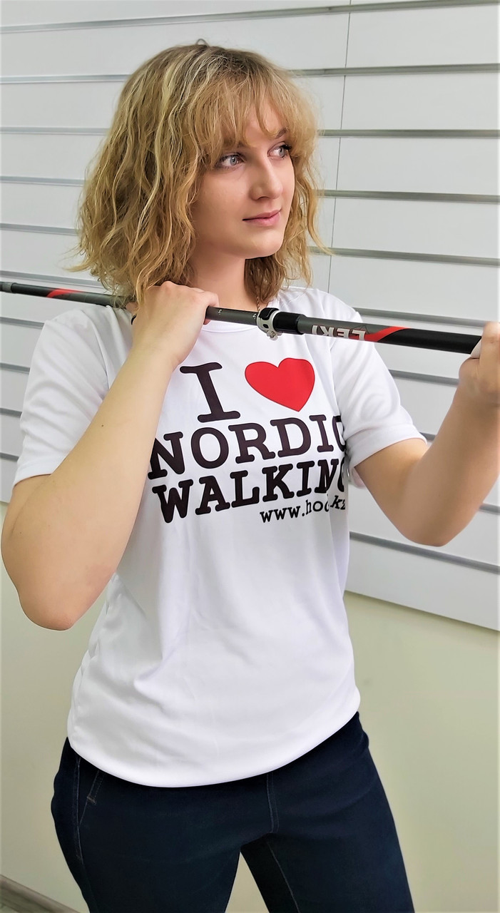 Футболка белая I LOVE NORDIC WALKING (унисекс), размер XL, XXL, XXXL