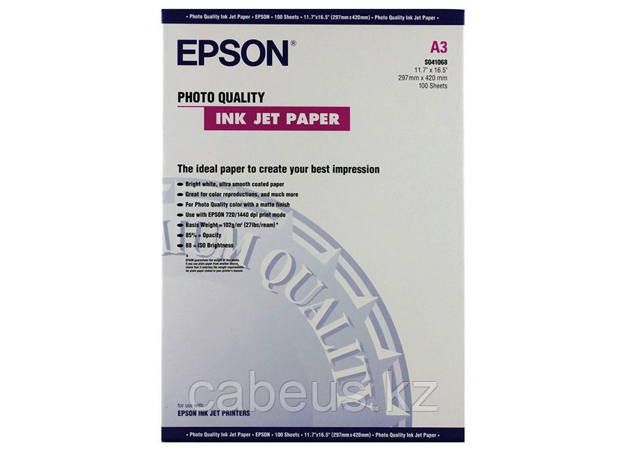 Фотобумага Epson Photo Quality Ink Jet Paper, A3, 102 г/м2, 100 листов (C13S041068)