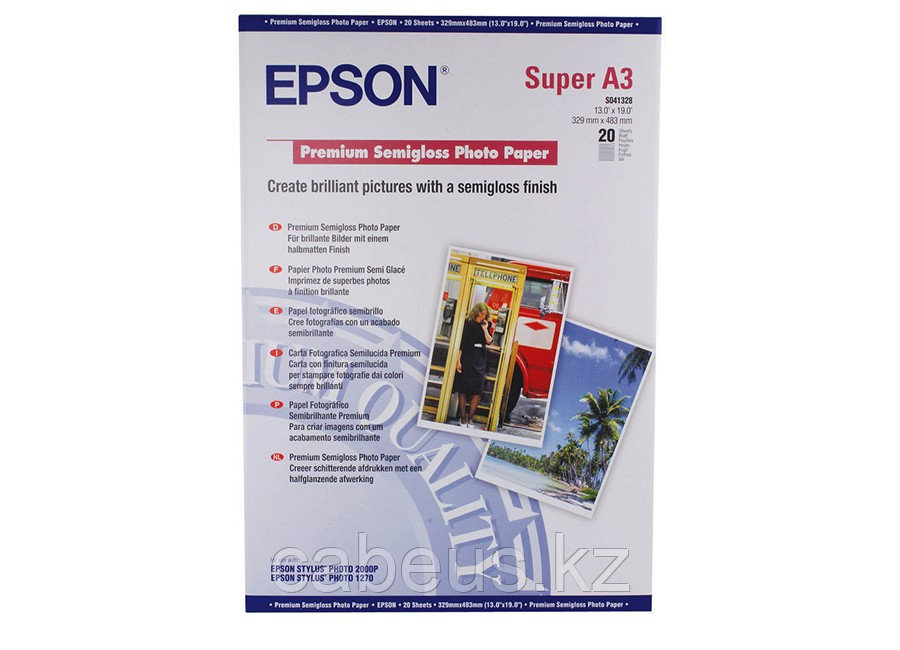 Фотобумага Epson Premium Semigloss Photo Paper, A3+, 260 г/м2, 20 листов (C13S041328) - фото 1 - id-p73486861